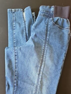 City Chic Slim Denim in Mid Blue with Dark Waistband